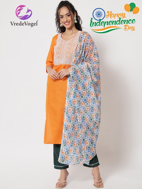 VredeVogel Independence Outfit Kurta, Pant & Dupatta Set  